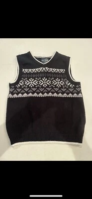 Chaleco suéter tejido estilo copo de nieve blanco y negro. ¡Súper preppy! Tan lindo! ¡EXCELENTE ESTADO! Foto 1 de 4