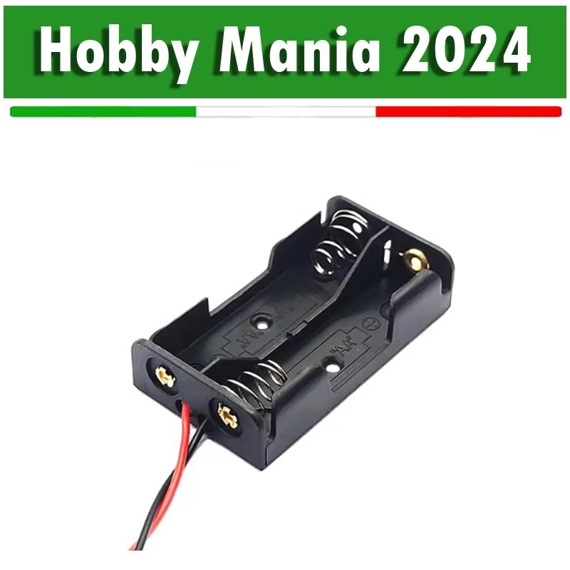 Contenitore box con fili porta batterie 2 stilo tipo AA per Arduino - Immagine 1 di 1
