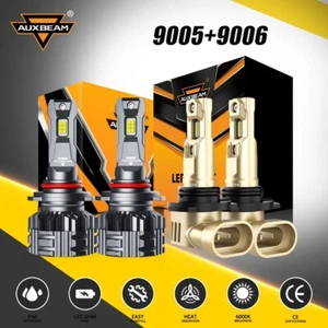 AUXBEAM 9005 9006 Combo LED Headlight High Low Beam Bulbs 6000K Cool White - Picture 1 of 12