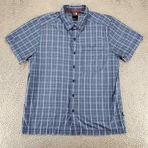 The North Face Shirt Mens Large Blue Plaid Outdoors Camp Hiking Button Up - Picture 1 of 9