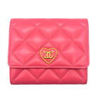 Chanel CHANEL Small Flap Wallet AP3292 Pink Gold Metal Fittings Lambskin Tri F