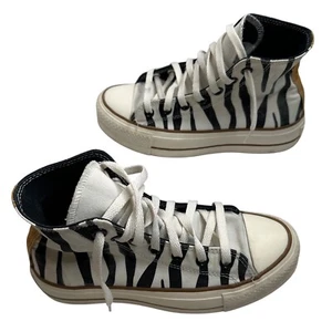 Converse Chuck Taylor All Star Lift Platform Hi Zebra Print Sneaker Women's 5.5 - Picture 1 of 8