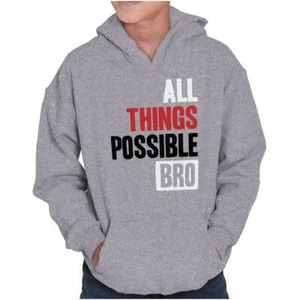 Cool Christian Faith All Things Possible Bro Youth Boys Hoodie Sweatshirts Kids - Picture 1 of 7
