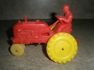 Vintage Ohio Red Yellow Rubber Man on Tractor 4" x 5" (N15) - Picture 1 of 5