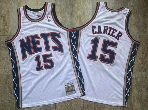 New Jersey Nets Vince Carter 15 white regular season Retro Vintage Jersey Cover