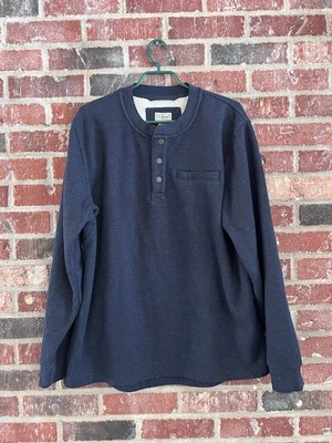LL Bean Katahdin Iron Works Bonded Waffle Vellón Henley Para Hombres Grande Alto Azul Foto 1 de 4