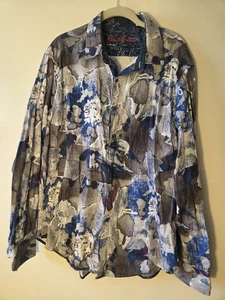 Camisa Robert Graham Azul Gris Manga Larga Para Hombre XL Abotonada Algodón Clásico - Imagen 1 de 11