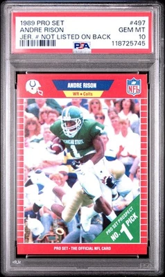 1989 Pro Set Andre "Bad Moon" Rison RC Card PSA 10 Gem Mint #497 - Image 1 of 2