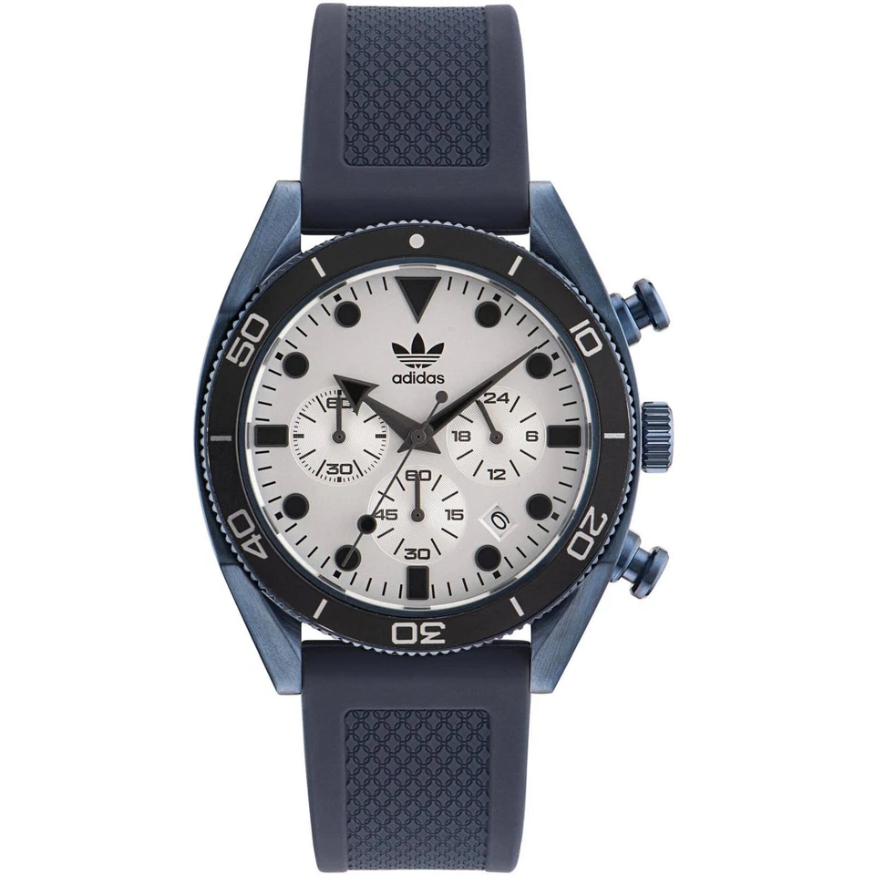 Adidas Reloj Hombre Originales Cuarzo Esfera Blanca Azul Marino Correa Goma AOFH23004 Foto 1 de 1