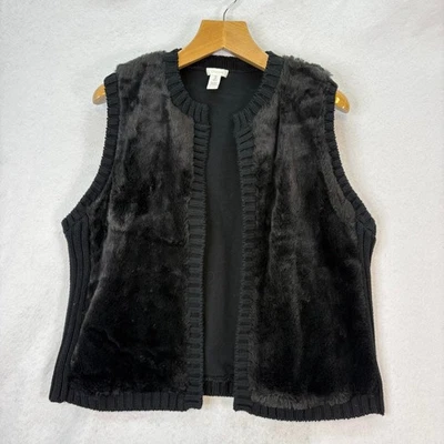 Chicos Mujer Talla 3/XL Negro Imitación Piel Mezcla Lana Sin Mangas Suéter Chaleco Foto 1 de 4