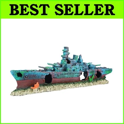 Decoración de acuario barco pirata hundido vívidamente pintado - Perfecto para 55-75 galones Foto 1 de 4