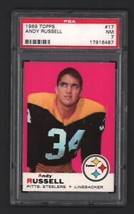 Andy Russell Steelers 1969 Topps #17 PSA 7 (NM) x487 SET BREAK