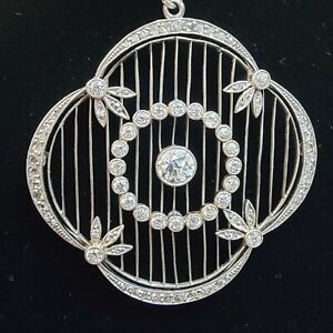 Antique Edwardian Belle Epoque Diamond 2.0 cttw Platinum Circle Pendant Necklace