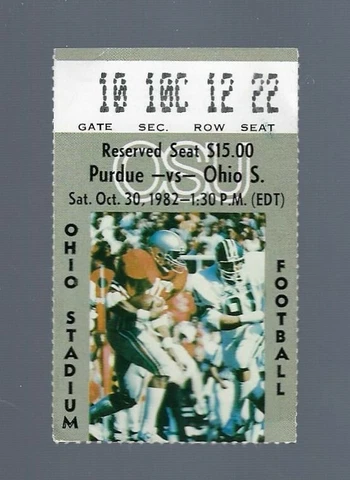 VINTAGE 1982 PURDUE BOILERMAKERS @ OHIO STATE BUCKEYES FOOTBALL TICKET STUB Cover