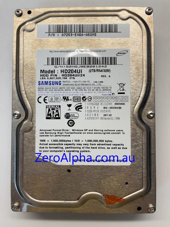 HD204UI Samsung Donor Hard Drive, PN: HD204UI, 1AQ10001 - image 1 of 1