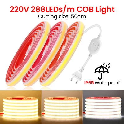 230V COB LED Streifen Stripe IP65 Band Lichtschlauch Leiste Kette Selbstklebend - Bild 1 von 4