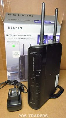 Belkin F5D8635 N+ Wireless ADSL2+ Modem-Router 2x Anten IN ORIGINAL BOX INCL PSU - Bild 1 von 4