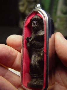 FIGURA DEL BUDA MON DVARAVATI DEL SUDESTE ASIÁTICO, AMULETO DE BRONCE SÓLIDO, 17/18th C. - Imagen 1 de 3