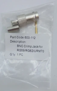 Engarce BNC para RG59/RG62/URM70 Código de pieza: 600-112 Paquete de 20 - Nuevo - Imagen 1 de 3