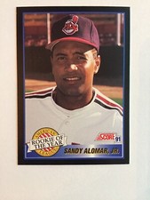 1991 Score Baseball Series 2 #879. Sandy Alomar, Jr. AL ROY Award.