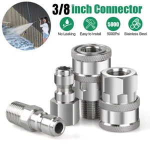 4pcs Stainless Steel Pressure Washer Adapter NPT 3/8in Quick Connect Fitting set - Picture 1 of 1