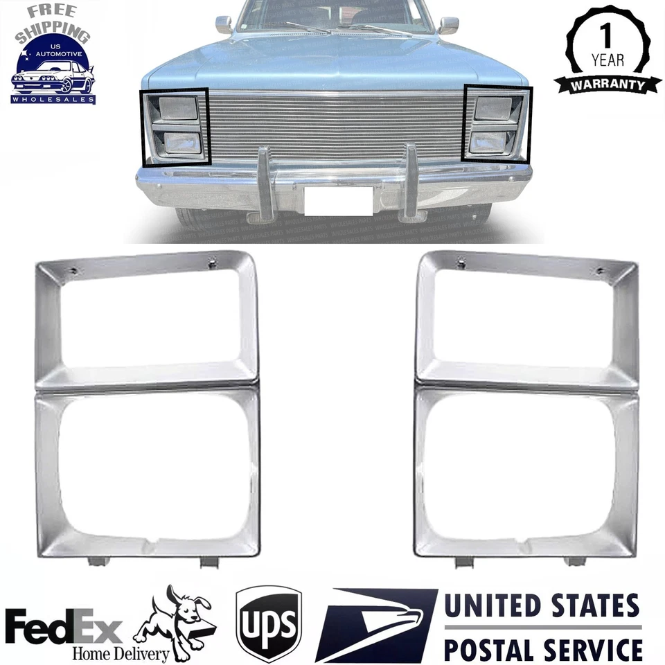 Conjunto de porta de farol esquerda e direita para 1983-1984 Chevy C10 K10 GMC C1500 - Imagem 1 de 4