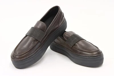 Mocasín Brunello Cucinelli 100 % cuero Monili plataforma cuentas 37/7 EE. UU. A181 NUEVO SIN CAJA $2395 Foto 1 de 4
