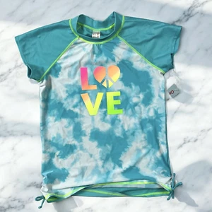 Cat & Jack Girls Rashguard Swim Top Size XL Girls Tie Dye Cinch Side - Picture 1 of 4