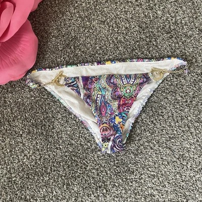 VICTORIA'S SECRET Talla S Multicolor Paisley Dorado Herrajes Bikini Traje de Baño Parte Inferior Foto 1 de 4