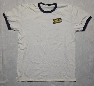 White Short Sleeve T-shirt 'Mr SHS 80s Blockbuster' Small Stains Port & Company - Picture 1 of 9