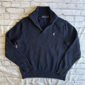 Polo Ralph Lauren Tejido Capucha Cuello Para Hombres Preppy Azul Mediano Suéter Silencioso Lujo - Imagen 1 de 15
