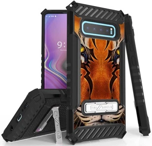 Hybride Robuste Stand Étui Bracelet Poignet pour Samsung Galaxy S10 - Mode Tigre - Photo 1 sur 10