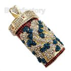 HIP HOP ICED LAB DIAMOND GOLD PLATED PILL BOTTLE BLING LARGE CHARM PENDANT