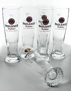 6 x Paulaner Weißbier seit 1634 Weizenbierglas 0,5l Wellen im Glas München 7895 - Bild 1 von 7