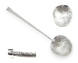Antique Vintage American Sterling Silver Souvenir Teaspoon Honolulu Palm Trees - Picture 1 of 8
