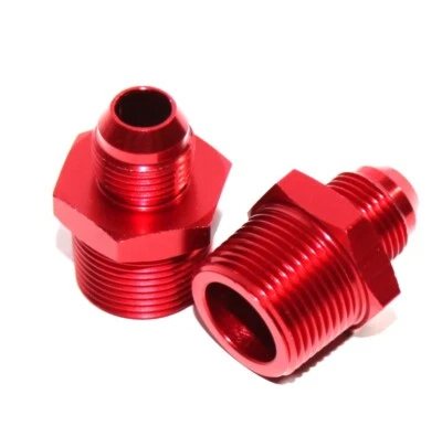 Adaptador de montaje anodizado de aluminio rosca macho NPT de 2 piezas 8AN AN-8 A 3/4" ROJO Foto 1 de 4