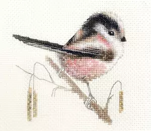 LONG TAIL TIT Garden Bird  Full counted cross stitch kit ~ FIDO STITCH STUDIO - Picture 1 of 1