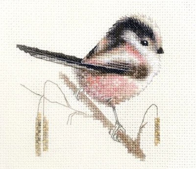 LONG TAIL TIT Garden Bird Full counted cross stitch kit ~ FIDO STITCH STUDIO
