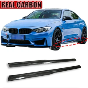 Carbon Fiber Side Skirts Extension For BMW F80 F82 F83 M4 2DR 4DR 14UP PSM Style - Picture 1 of 9