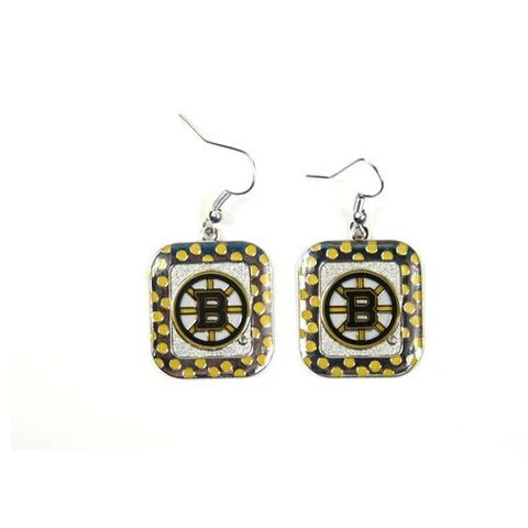 Boston Bruins NHL Polka Dot Style Dangle Earrings Cover