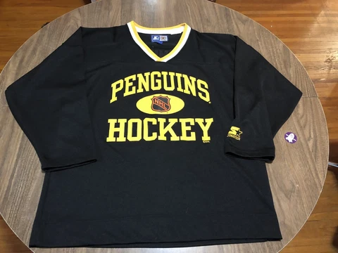 VTG Mario Lemieux Pittsburgh Penguins Large Black Starter Hockey Jersey NHL 90s Cover