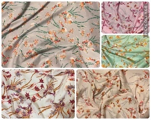 100% Viscose Fabric Pre Shrunk Floral Print Viscose Fabric 58" - Picture 1 of 17