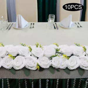 Wedding Dining Table Flower Centerpiece Floral Arrangement 10 Pieces White Roses - Picture 1 of 14