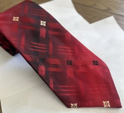 Gravata vintage gravata grossa discoteca gótica vermelho sangue preto medalhão de ouro 53 x 4 de largura - Imagem 1 de 4