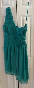 H&M Green Chiffon Dress Off Shoulder Size 8 - Picture 1 of 7