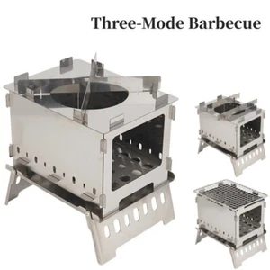 Estufa de leña plegable de acero inoxidable para acampar al aire libre senderismo picnic barbacoa - Imagen 1 de 14