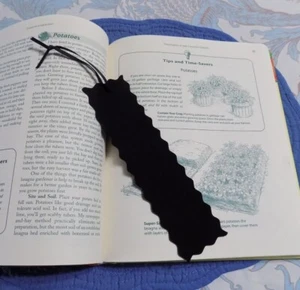Bookmark Fabric or Cloth Handmade Black with Black Grosgrain Ribbon - Picture 1 of 3