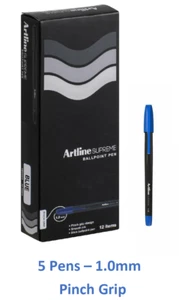 Artline 181003 Supreme Pinch Grip Ballpoint Pen 1.0mm Blue x 5 Pens B451 - Picture 1 of 1