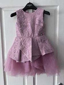 Girls Pink Lace Diamanté Princess Party Dress. Dip-hem Tutu. Brand New. Age 4-5. - Picture 1 of 11