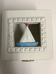 Vintage Wood SHADOW BOX 2002 Dennis East International Inc. White Wood Box - Picture 1 of 10